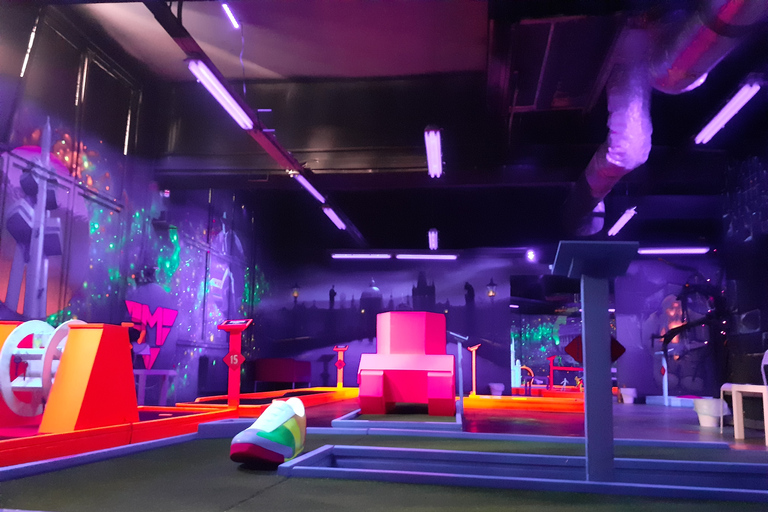 Prague: Glow Golf Mini Golf Game by UV Light Prague: Glow Golf Mini Golf Game by UV Light with 2 Drinks