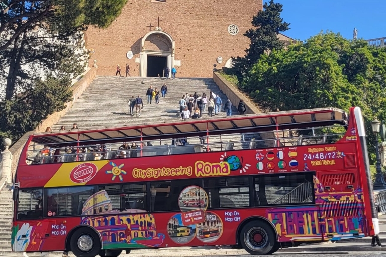 Rzym: autobus Hop-On Hop-Off, Forum Romanum i zwiedzanie Koloseum24-godzinny otwarty autobus + 11:30 wycieczka z przewodnikiem po Koloseum w języku angielskim