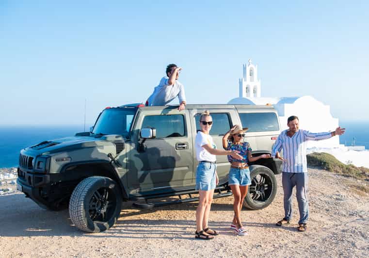 Da Perissa: tour safari privato di Santorini con pasto e vino
