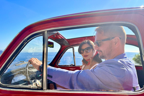 جولة صور للأزواج في ساحل سورينتو بواسطة Vintage Fiat 500جولة تصوير غروب الشمس