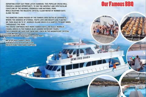 Bbq Bootstouren beinhalten die Abholung von allen Hotels in der Region PaphosBbq Bootsausflüge beinhalten die Abholung aus der Gegend um Paphos