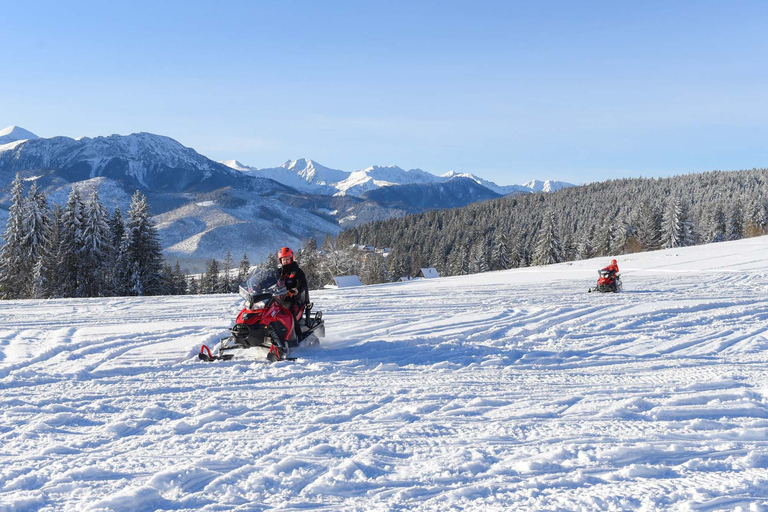 Zakopane: Wyprawa na skuterach śnieżnych i opcjonalne ognisko1-godzinna wycieczka – jednoosobowy skuter śnieżny