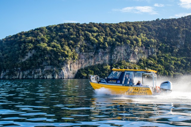 Visit Taupo Lake Taupo Western Bays Catamaran Tour with Bush Walk in Taupo, Nueva Zelanda