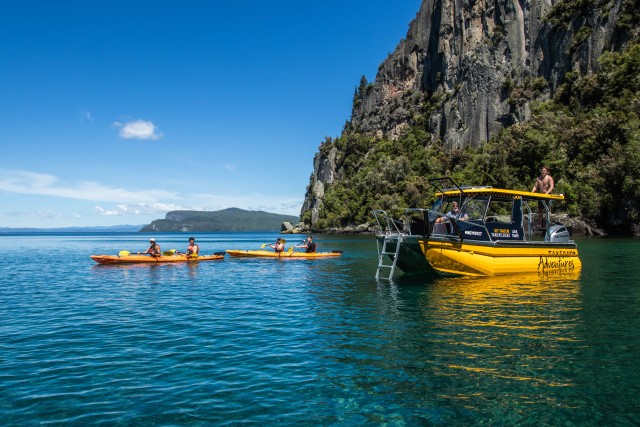 Visit Kinloch Lake Taupo Catamaran Cruise with Paddleboarding in Taupo, New Zealand