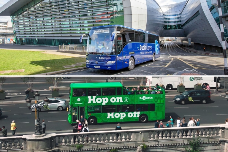 Dublin : Transfert à l'aéroport et billet de bus Hop-On Hop-OffTicket aller-retour Airport Dublin Express & 24HR Hop-on Hop-off Ticket