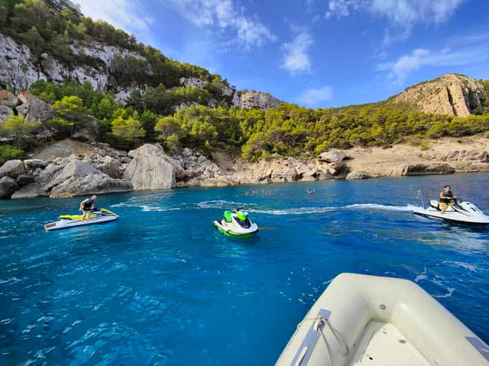 From San Antonio: Jet Ski Tour to Cala Aubarca with Swimming | GetYourGuide