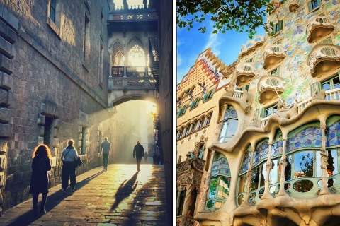 Barcelona 2 w 1: gotycka starówka i nowe miasto Gaudí TourBarcelona: Dzielnica Gotycka i piesza wycieczka po Starym Mieście