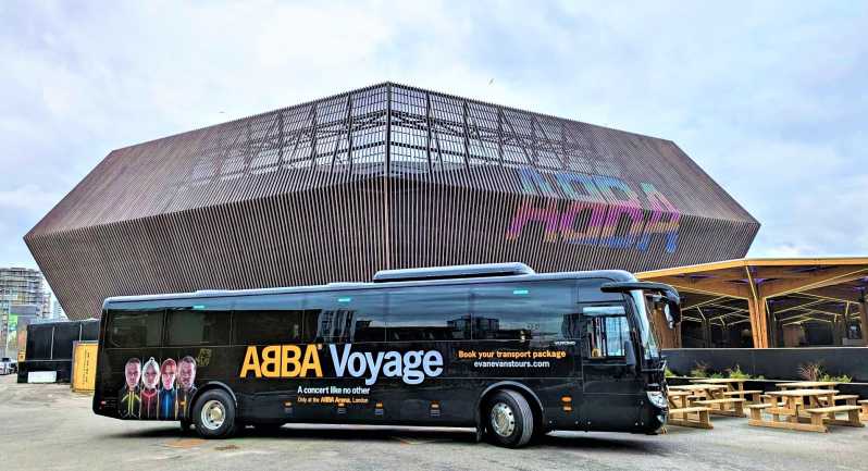 Lontoo: ABBA Voyage Express -bussi ja konserttilippu: ABBA Voyage Express - bussi ja konserttilippu | GetYourGuide