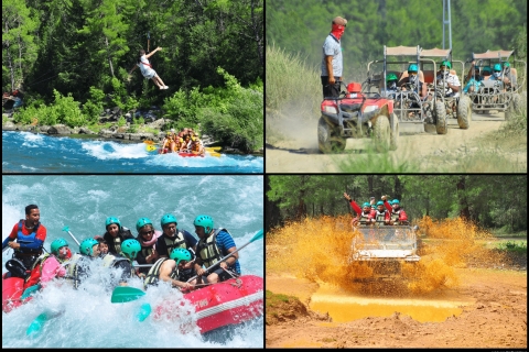Alanya : Rafting, Zipline, Quad, Buggy, Jeep Tour avec déjeuner3-en-1 : Rafting en eau vive, Buggy/Quad Safari et Zipline