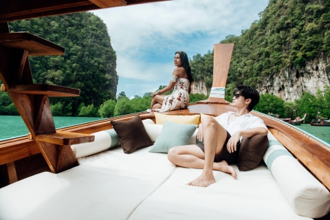 Krabi : Excursion privée de luxe en bateau à longue queue sur l'île de KrabiExcursion privée de luxe en bateau à longue queue - 3 îles - journée complète