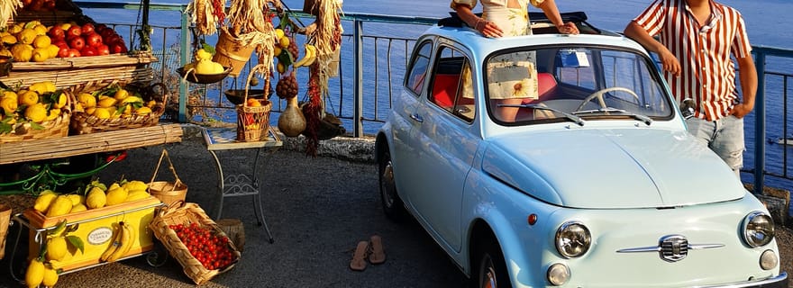 Positano/Praiano : visite privée de l'emblématique Fiat 500 sur la côte amalfitaine