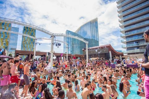 Las Vegas: Party Bus Day Club Tour with Drinks & Club Entry