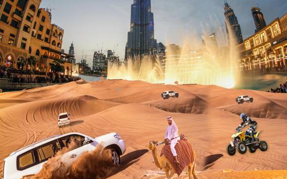 Dubai: Wüstensafari-Tour mit Springbrunnen-Show & Burj Khalifa