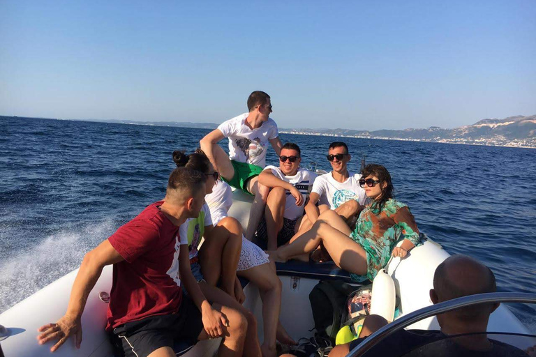 Clare: Excursión en lancha rápida por la isla de Sazan y Karaburun y buceo con tuboVerano 2026 KZ