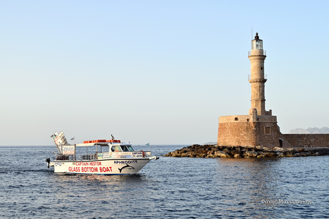 Chania Town: Glass-Bottom Boat Cruise to Thodorou & Lazareta Chania Town: Glass-Bottom Boat Cruise to Thodorou & Lazaret