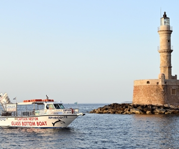 Miasto Chania: rejs łodzią ze szklanym dnem do Thodorou i Lazareta