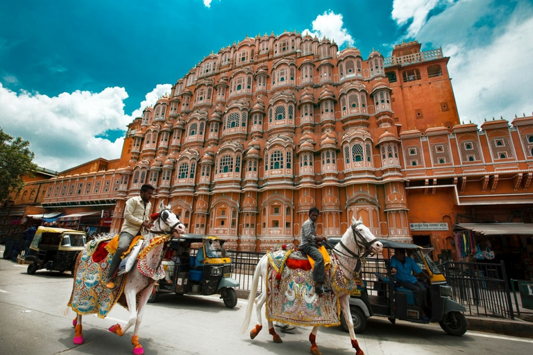 Jaipur: Ganztägige private Stadtrundfahrt mit FührungTour mit AC Auto, Fahrer, Guide, Eintritt & Mittagessen