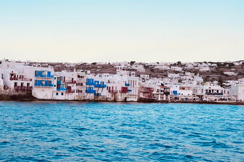 Mykonos: Rhenia Island Sunset Cruise met transfer en maaltijd