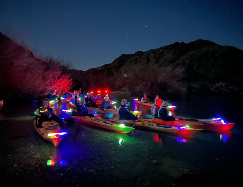 Depuis Las Vegas : excursion en kayak au clair de lune sur le fleuve Colorado