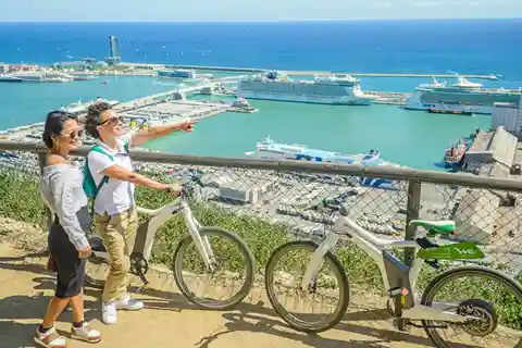 Barcelona: E-Bike Tour with Montjuic Cable Car & Boat Ride