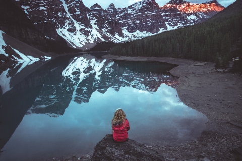 Van Banff: zonsopgang bij Moraine Lake en Lake Louise