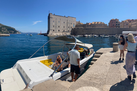 Depuis Dubrovnik/Cavtat : Grotte bleue, excursion en bateau rapide sur la plage de SunjDepuis la vieille ville de Dubrovnik