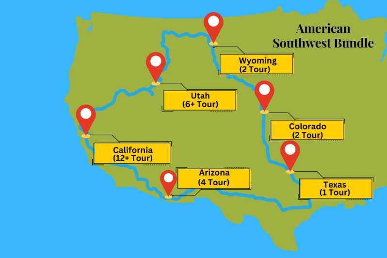 Sudoeste de EE. UU.: paquete de 27 recorridos en la aplicación de conducción autoguiada