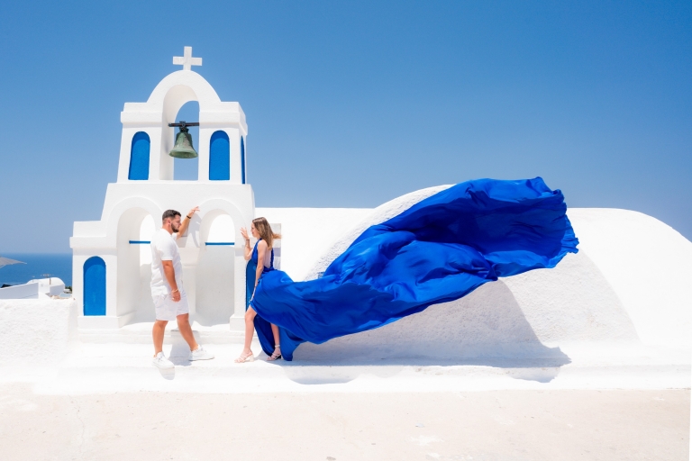 Flying Dress Santorini Photoshoot