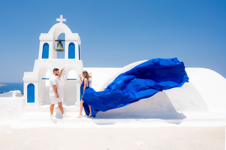 Photoshoot Flying Dress Santorini