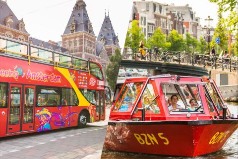 Amsterdam: Hop-on-hop-off-busstur med båtalternativ