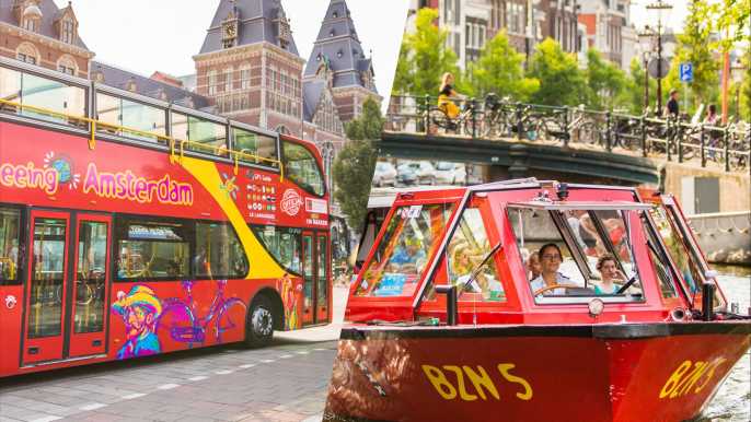 Ámsterdam: Opciones de autobús turístico y barco turístico