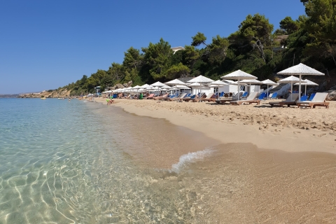 Makris Gialos: Entspannender StrandaufenthaltStrandflucht nach Makris Gialos Beach Swim Stop