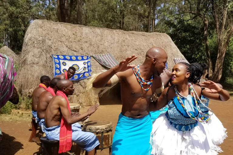 Au départ de Nairobi : visite et spectacle de danse culturelle des Bomas du KenyaL'après-midi, visite culturelle des Bomas du Kenya à Nairobi