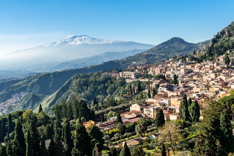 Visite privée de Taormine et visite d'un domaine viticole dans l'Etna depuis Taormine