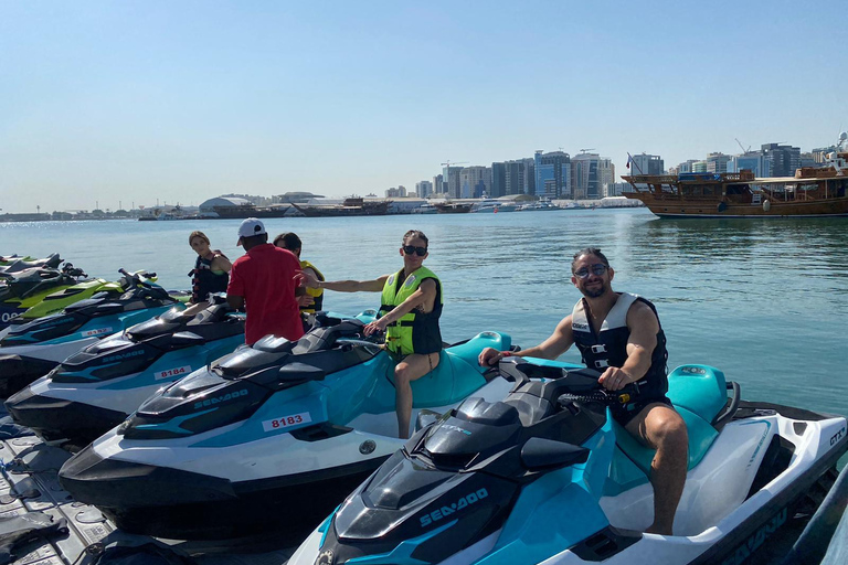 Doha: Self ride Jet-ski overlooking West bay Skyscrapers