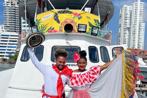 Carthagène : excursion en bateau de nuit avec dîner et open barCARTAGENA : Excursion en bateau de nuit blanche avec dîner et open bar