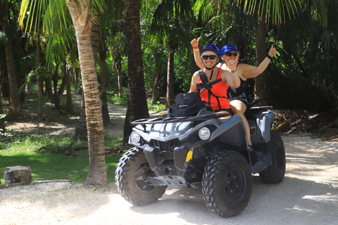 Ab Cancún: ATV Jungle Trail Adventure und Beach ClubDschungel-Trail-Abenteuer im Doppel-Quad mit Zugang zum Beach Club