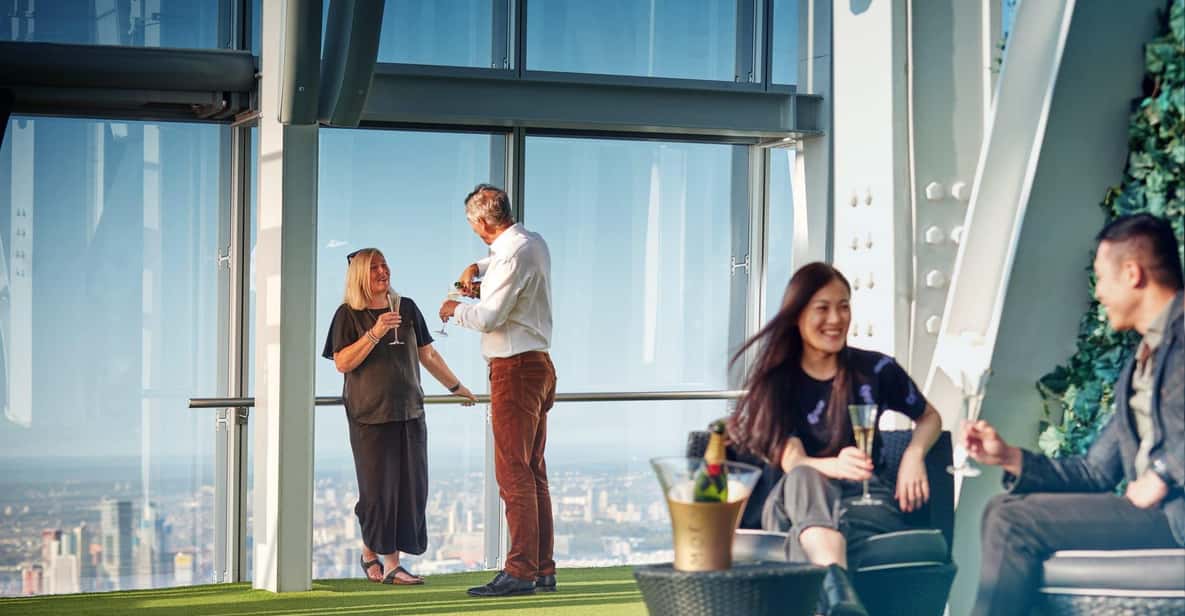 Champagne being poured on The View from The Shard deck