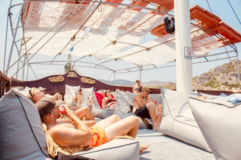 Rhodes: All Inclusive Day Cruise with BBQ & Unlimited DrinksBoat Trip with 1 Bean Bag/Cushion Per Person on Top Deck