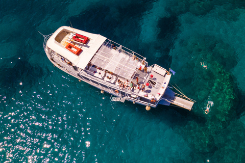 Rodi: Crociera a nuoto da baia a baia con buffet greco e vinoRodi: Crociera di mezza giornata da baia a baia con buffet e snorkeling