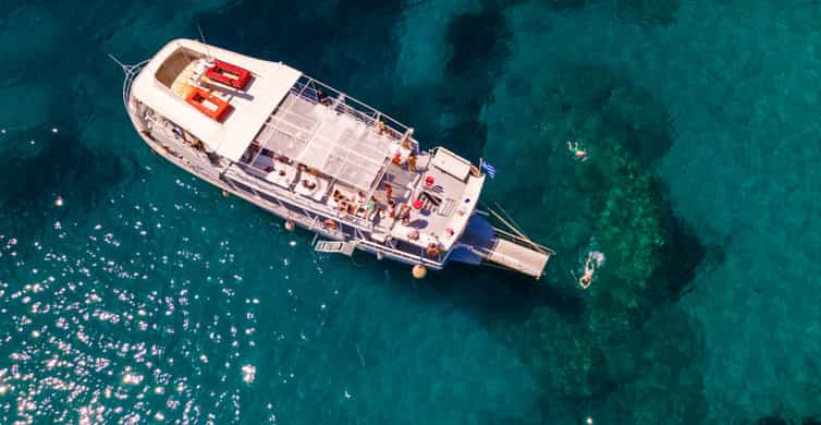 Rhodes: Bay to Bay Swim Cruise with Greek Buffet and Wine
