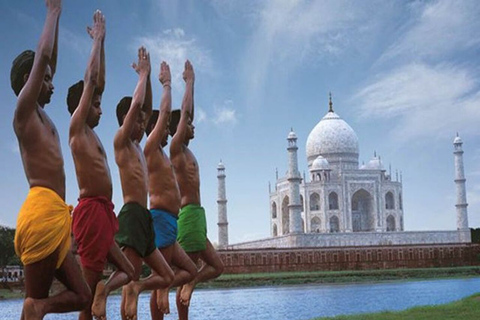 yoga tour in the shed of Taj by certified instructor in Agra