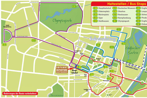 Wycieczka hop-on hop-off do Monachium: Bilet 1-dniowy lub 2-dniowy2-dniowa wycieczka wskakuj/wyskakuj (13 przystanków)