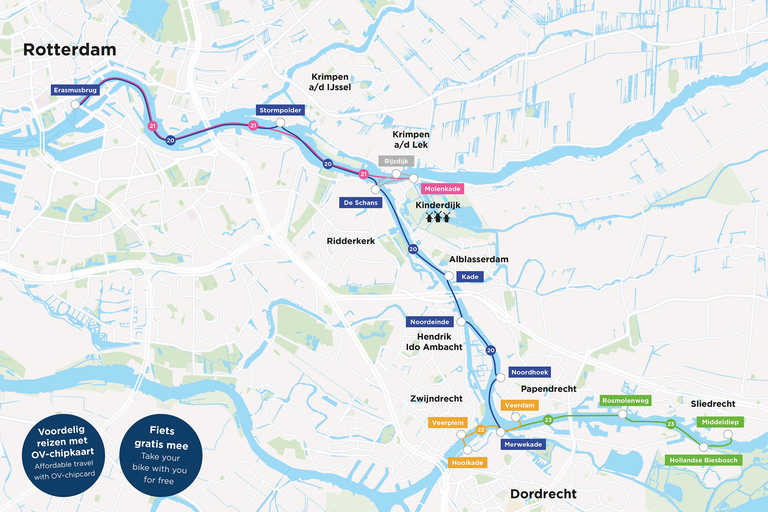 Rotterdam: Waterbusticket naar Kinderdijk en Dordrecht