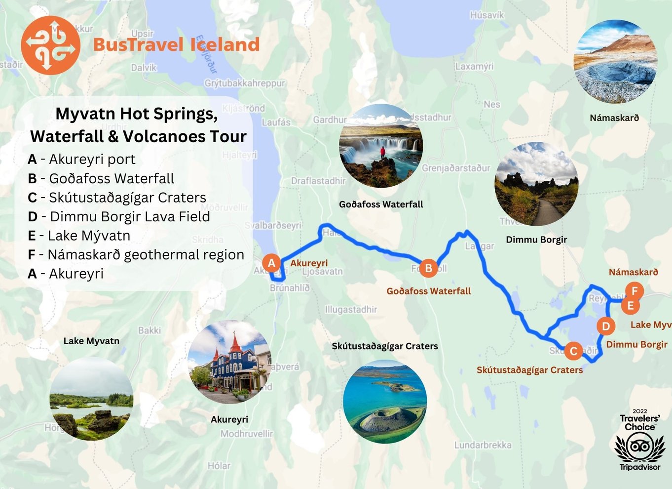 Fra Akureyri: Tur til Myvatn-søen, kratere og vandfald