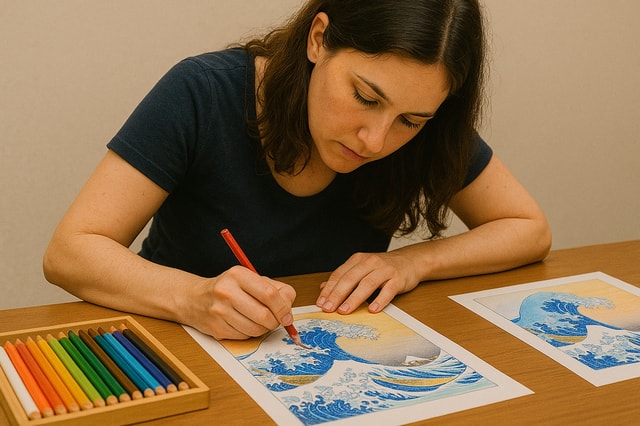 Tokyo: Ukiyo-e Coloring Workshop in Ginza