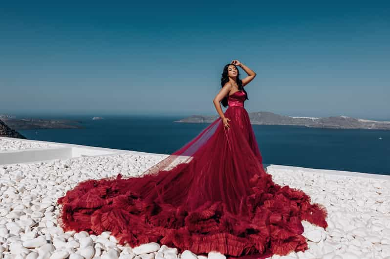 Santorini: Private Flying Dress Photoshoot Experience | GetYourGuide