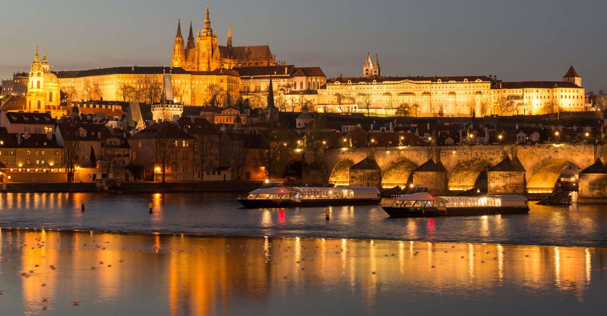 Prague, Sightseeing Dinner Cruise on Open-Top Glass Boat - Housity