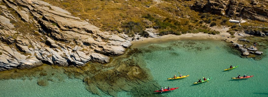 Paros : excursion en kayak de mer avec plongée en apnée et collation ou pique-nique