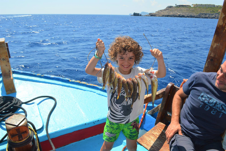 Rhodes Town: Fishing Boat Trip with Fish Meal and Swim Stops Makarounas fishing trips